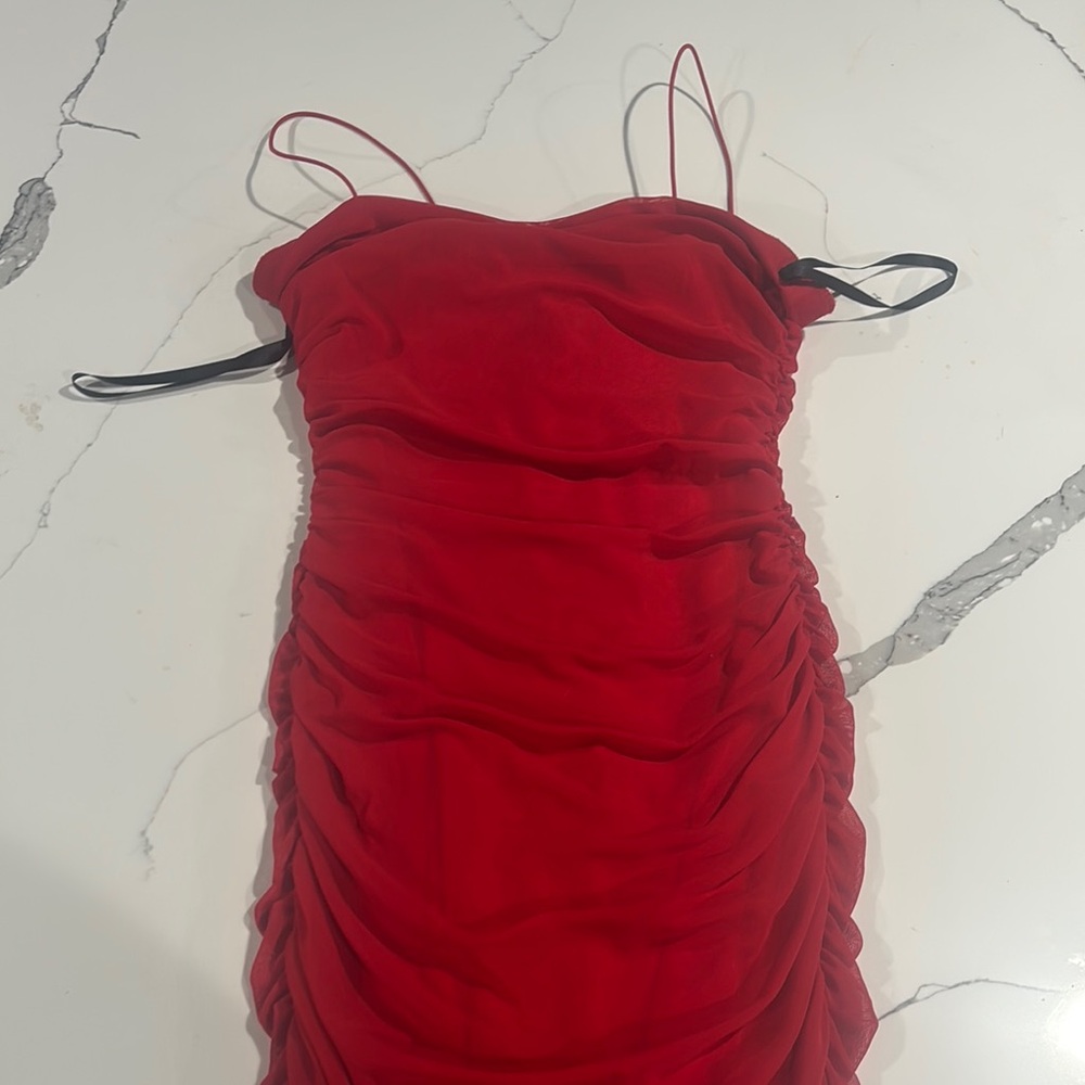 Elegant Red Ruched Dress